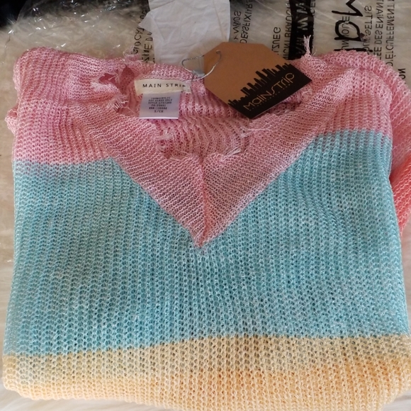 Pastel Distressed Striped Sweater **1 LAR LEFT!** - Picture 7 of 7